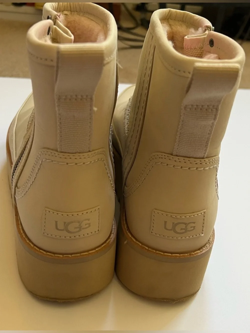 UGG Classic Rebel Biker Mini Boot Bone Size 9